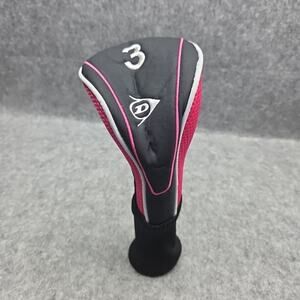 Dunlop 3 Wood Golf Club Head Cover Sock Black Pink